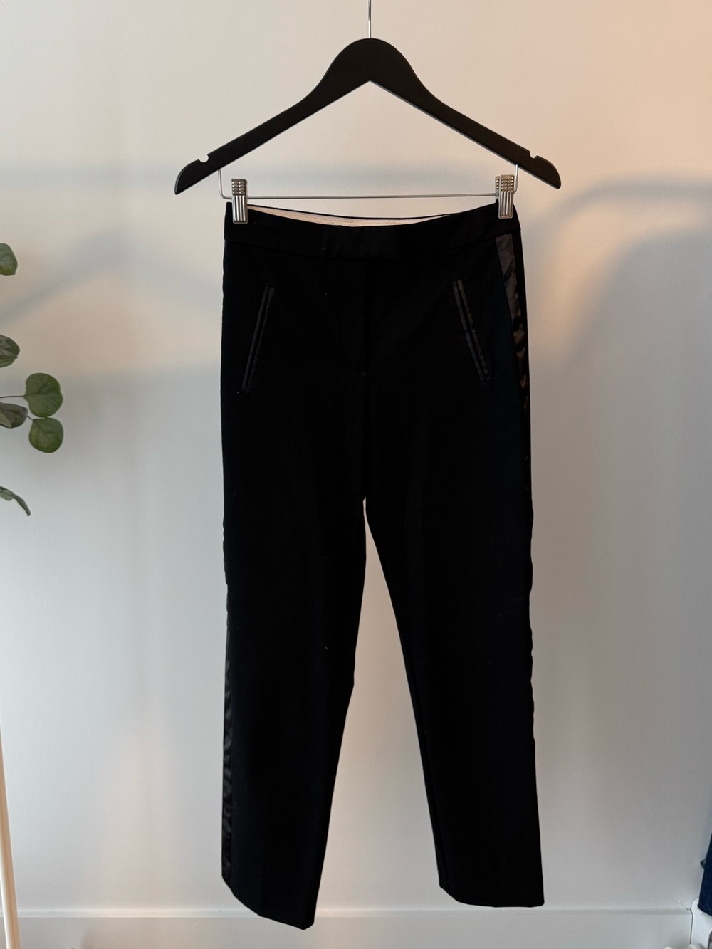 H&M Black Cropped Pants with Side Mesh Trim